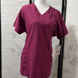 Wink W123 Scrub Top Wine L NWT | Soft Stretch V-Neck Modern Fit Nurse Doctor